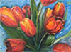 Oil painting of red tulips by Suzanne Nikolaisen